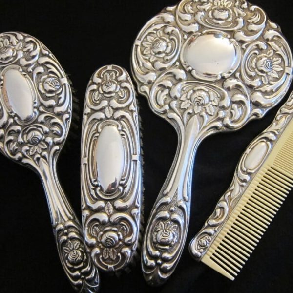 Vintage German Silver Hallmarked 835 Dressing Table Set