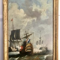 Trumeau French Mirror Seascape Marine Oil Painting Galleons At Sea