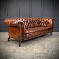 Victorian Hand Dyed Leather Chesterfield Sofa