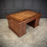 Large Mahogany &amp; Leather Partners Desk