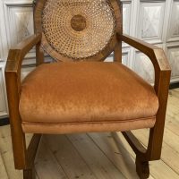 Art Deco Caned Upholstered Armchair