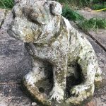 Vintage Weathered &amp; Painted Stone Dog C.1950s