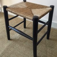 Mid Century Ebonised Rush Seat Stool, Style of Italian Designer Gio Ponti 1960s