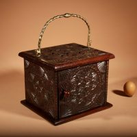 Interesting Finally Oak Chip Carved Foot Stove, Possibly Frisian.