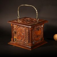 A Very interesting Dated 1901 Partly Painted And Chip Carved Foot Stove.