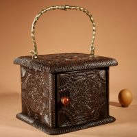 Interesting Finally Oak Chip Carved Foot Stove, Possibly Frisian.