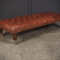 Large Buttoned Leather Footstool