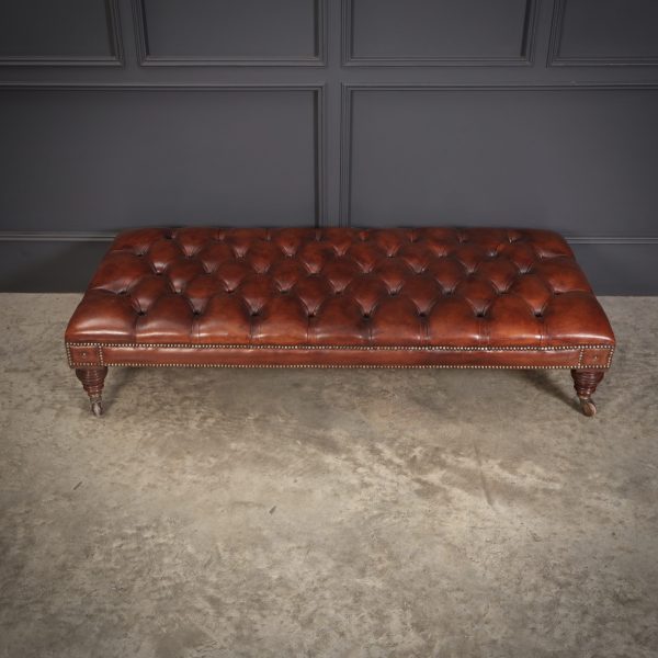 Large Victorian Buttoned Leather Footstool