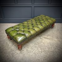 Large William IV Mahogany &amp; Buttoned Leather Footstool