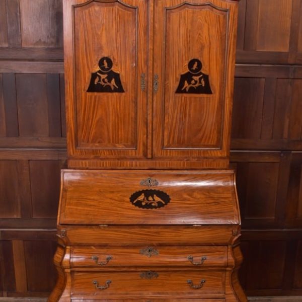 18th Century Dutch Satinwood Bombe Bureau Bookcase SAI1379