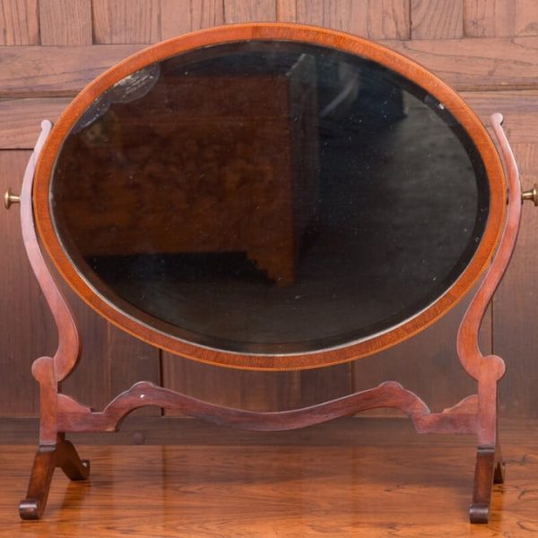 Edwardian Inlaid Mahogany Cheval Dressing Mirror SAI1974