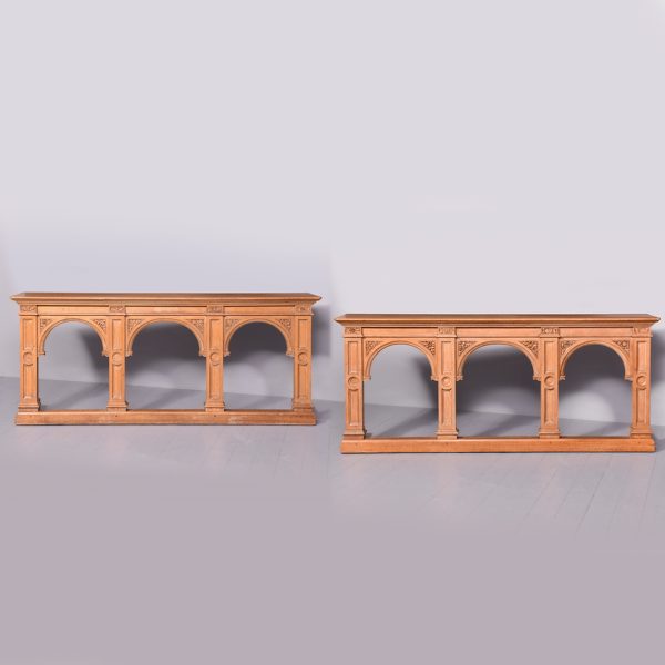 A Pair of Large Gothic Style Oak Side Tables