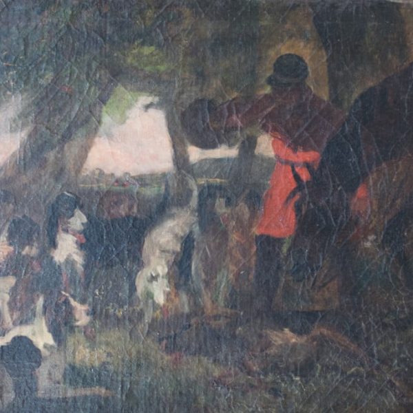 A Good Quality study of a hunting scene. 19th Century. Oil on Canvas.