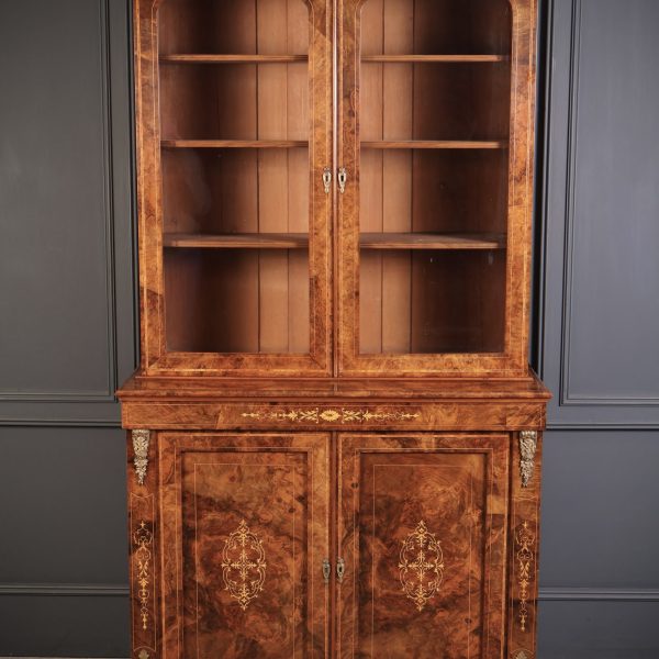 Marquetry-Inlaid-Burr-Walnut-Glazed-Bookcase-2
