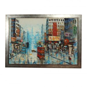 Oil Painting Hong Kong busy street scene