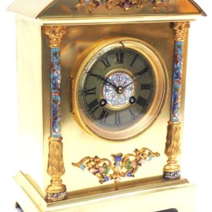 Champlevé Ormolu Bronze 8 Day Striking Mantel Clock