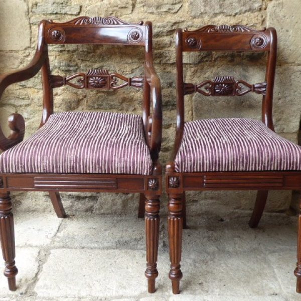 Mahogany Gillows style carver and chair circa 1825
