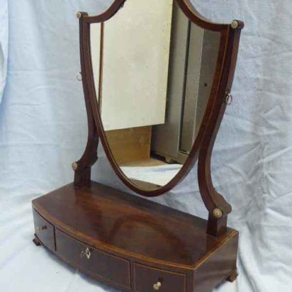 Mahogany shield shaped toilet mirror circa 1810