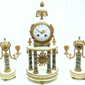 Ormolu & Marble Mantel Clock Set