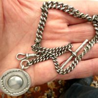 Vintage Silver Pocket Watch Chain 40g Plus Silver Fob T-Bar 1923