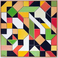 Oil Painting Modern Albert Poizat (Born 1940) French Composition 3 Abstract Painting