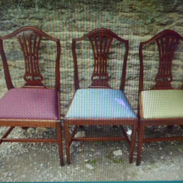 Set of 3 Victorian walnut dining chairs