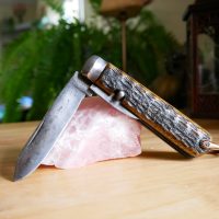Woods and Sons WW1 era Bone Handle Pocket Knife with Blade &amp; Tin Opener