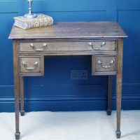George III Oak Banded Lowboy Side Console Hall Table