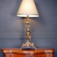Large French Cherub Putti Table Lamp