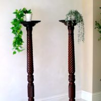 Victorian Pair Torchiere Mahogany Stands