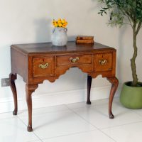 Georgian Oak Lowboy Desk Hall Console Side Table