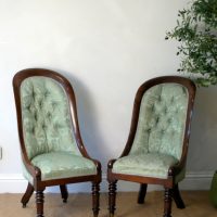 Matching Pair of Victorian Spoon Back Hall Salon bedroom Chairs