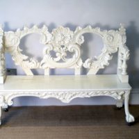 Vintage Petite Painted Rococo Window Seat &amp; Hallway Bench