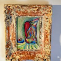 Modern Painting Fauvist Nude in Mixed Media on Board