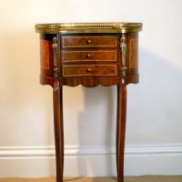 Fine French Louis XV Style Burr Walnut &amp; Mahogany Kidney-Shaped Hall Table
