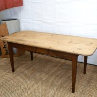 Antique French Pine &amp; Oak Farmhouse Work Refectory Dining Table, c 1810