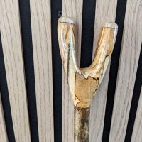 Thumb stick in spelted beech with rams horn tips absolutely stunning stick