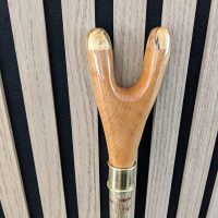 Thumb stick hiking stick in sycamore with spelted beech tips