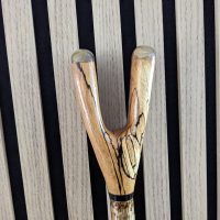 Thumb stick Spelted Beech with cow horn tips and buffalo spacer