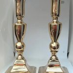 Pair of Antique English Georgian Brass Candlesticks