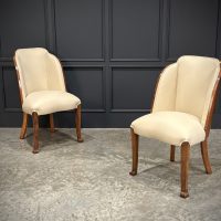 Pair of Art Deco Walnut &amp; Leather Chairs