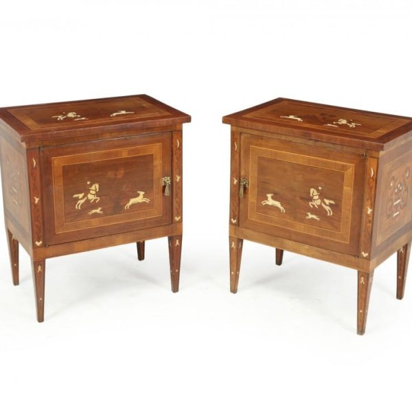 Pair of Italian Neoclassical Inlaid bedside Cabinets