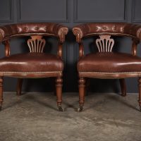 Pair of Victorian Mahogany &amp; Leather Captains Desk Chairs