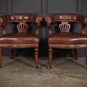 Pair-of-Victorian-Mahogany-Leather-Captains-Desk-Chairs-2