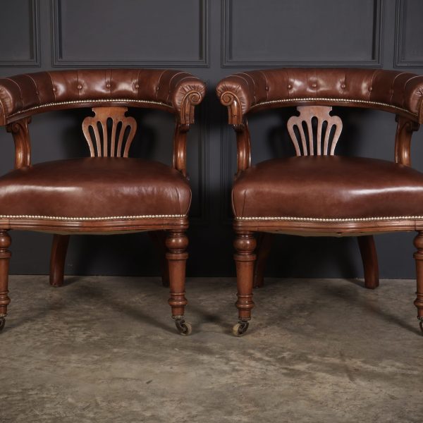 Pair-of-Victorian-Mahogany-Leather-Captains-Desk-Chairs-2