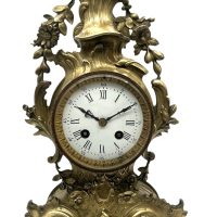 French Bronze Ormolu Scrolling Mantel Clock – 8-day striking mantle clock c1890