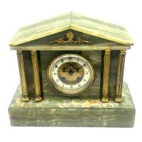 Rare Green Onyx Architectural Mantel Clock – C1900