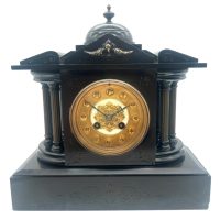 Classic Top Slate Clock 8-Day Striking Marble Mantel Clock – C1900