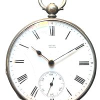 Vintage Baume Geneve Solid Silver Open Face Pocket Watch 44mm Key Wind RUNNINGVintage Baume Geneve Solid Silver Open Face Pocket Watch 44mm Key Wind RUNNING Item Specifics • Brand: Baume Genève (Later became Baume &amp; Mercier) • Movement: Mechanical (Manual / Key-Winding) • Case Size: 44 mm • Case Material: Silver (Fine Silver / Solid Silver) • Closure: Open Face • Dial Color: White • Display: Analog • Indices: Roman Numerals • Country/Region of Manufacture: Switzerland • Department: Men / Unisex Adult • Condition: Pre-owned / In Working Order Item Description Beautiful Antique Baume Genève Silver 44mm Key-Wound Pocket Watch – Fully Functional Up for auction/sale is a stunning, authentic piece of Swiss horological history: a fine open-face mechanical pocket watch crafted by the prestigious Baume Genève. This historic name traces back to the legendary watchmaking house founded in the 1830s, which later evolved into the modern luxury brand Baume &amp; Mercier. Measuring a highly wearable 44mm in diameter, this watch features an elegant, classic white enamel dial contrasted by striking black Roman numeral hour markers. A dedicated subsidiary seconds track sits neatly at the 6 o’clock position. The hour and minute hands feature a beautiful, delicate vintage silhouette. Key Features &amp; Functionality: • Movement: Authentic Swiss manual mechanical key-wound and key-set mechanism. • Working Status: This watch is in good working order, winds smoothly, and is ticking nicely. (Please note: It is sold without a modern accuracy guarantee due to its historical nature). • Case: Solid silver case with a classic look, showing honest, light surface patina and wear consistent with an antique of this age. • Dial: Beautiful signature clarity from “Baume Genève”. The dial remains clean with minimal signs of age Dimensions: • Case Diameter: 44mm Shipping &amp; Packaging: This delicate historic timepiece will be wrapped with maximum padding and sent via tracked and signed delivery to guarantee its safe arrival. International collectors are welcome through the eBay Global Shipping Programme. [1]