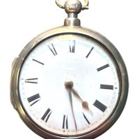 Antique Joseph Johnson London Silver Pair Cased Verge Fusee Pocket Watch WORKING
